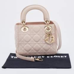 Pre Owned Dior Blush Pink Cannage Leather Mini Lady Dior Tote