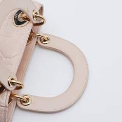 Pre Owned Dior Blush Pink Cannage Leather Mini Lady Dior Tote