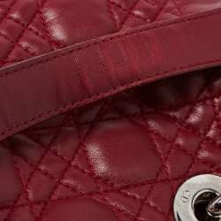 Pre Owned Dior Burgundy Cannage Leather Soft Lady Dior Shopper Tote