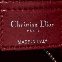 Pre Owned Dior Burgundy Cannage Leather Soft Lady Dior Shopper Tote