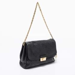 Pre Owned Dior Black Cannage Leather Large Diorling Shoulder Bag