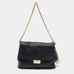 Pre Owned Dior Black Cannage Leather Large Diorling Shoulder Bag