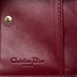 Pre Owned Dior Maroon Cannage Patent Leather Lady Dior Card Holder