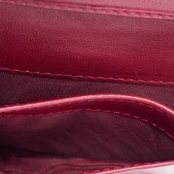 Pre Owned Dior Maroon Cannage Patent Leather Lady Dior Card Holder