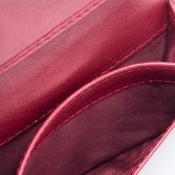 Pre Owned Dior Maroon Cannage Patent Leather Lady Dior Card Holder