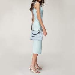 Pre Owned Dior Blue Leather Mini Be Dior Flap Bag