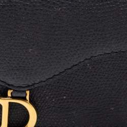 Pre Owned Dior Black Leather Saddle Card Holder