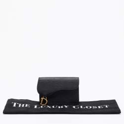 Pre Owned Dior Black Leather Saddle Card Holder