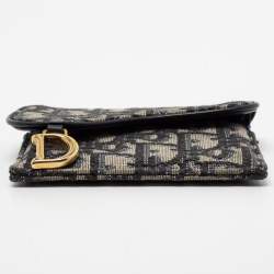 Dior Blue Oblique Canvas Saddle Card Holder