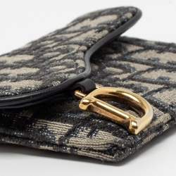 Dior Blue Oblique Canvas Saddle Card Holder