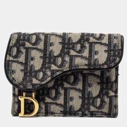 Dior Blue Oblique Canvas Saddle Card Holder
