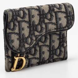 Dior Blue Oblique Canvas Saddle Card Holder