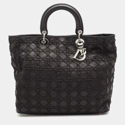 مملوكة مسبقًا Dior Black Cannage Soft Leather Lady Dior Tote