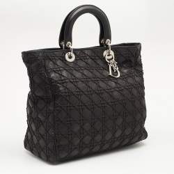مملوكة مسبقًا Dior Black Cannage Soft Leather Lady Dior Tote