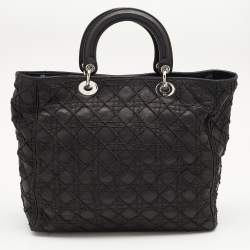 مملوكة مسبقًا Dior Black Cannage Soft Leather Lady Dior Tote