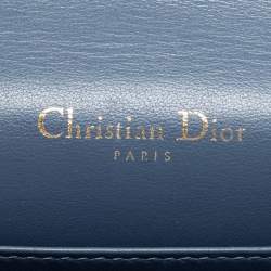 Pre Owned محفظة ديور ليدي ديور جلد كاناج أزرق لامع بسلسلة