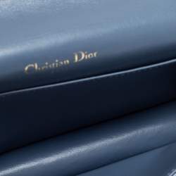 Pre Owned محفظة ديور ليدي ديور جلد كاناج أزرق لامع بسلسلة