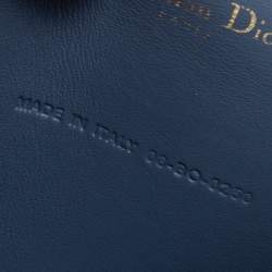 Pre Owned محفظة ديور ليدي ديور جلد كاناج أزرق لامع بسلسلة