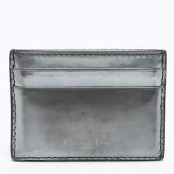 Pre Owned Dior Grey Patent Leather D-Fence Card holder