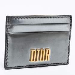 Pre Owned Dior Grey Patent Leather D-Fence Card holder