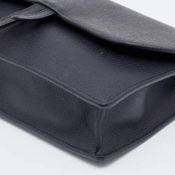 Pre Owned Dior Black Grained Leather Saddle Chain Pouch