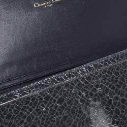Pre Owned Dior Green Crackle Leather Diorama Wallet On Chain