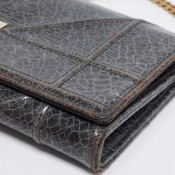 Pre Owned Dior Green Crackle Leather Diorama Wallet On Chain