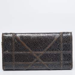 Pre Owned Dior Green Crackle Leather Diorama Wallet On Chain