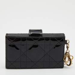 Pre Owned Dior Black Patent Leather Compact Wallet