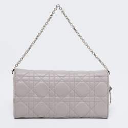 مملوكة مسبقًا محفظة بسلسلة ديور رانديفو جلد كاناج رصاصي فاتح 