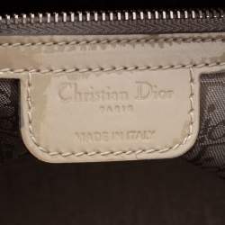 Pre Owned Dior Beige Cannage Patent Leather Large Lady Dior Tote