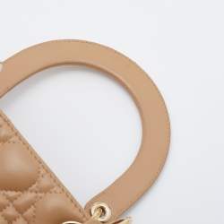 مملوكة مسبقًا حقيبة يد توتس ديور ليدي ديور جلد كاناج بيج كبيرة