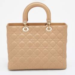 مملوكة مسبقًا حقيبة يد توتس ديور ليدي ديور جلد كاناج بيج كبيرة