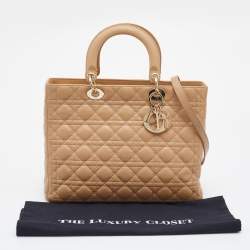 مملوكة مسبقًا حقيبة يد توتس ديور ليدي ديور جلد كاناج بيج كبيرة