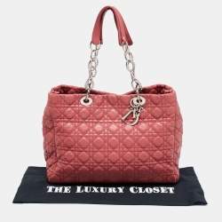 Pre Owned Dior Pink Cannage Leather Soft Lady Dior Shopper Tote