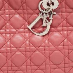 Pre Owned Dior Pink Cannage Leather Soft Lady Dior Shopper Tote