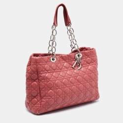 Pre Owned Dior Pink Cannage Leather Soft Lady Dior Shopper Tote