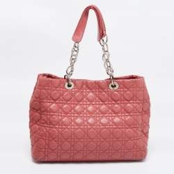 Pre Owned Dior Pink Cannage Leather Soft Lady Dior Shopper Tote