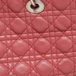 Pre Owned Dior Pink Cannage Leather Soft Lady Dior Shopper Tote