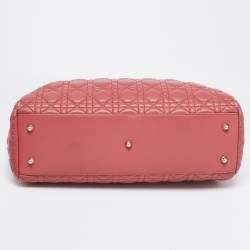 Pre Owned Dior Pink Cannage Leather Soft Lady Dior Shopper Tote