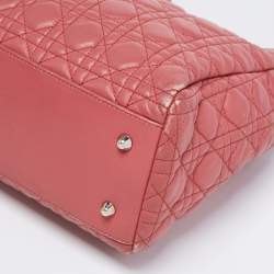 Pre Owned Dior Pink Cannage Leather Soft Lady Dior Shopper Tote