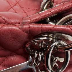 Pre Owned Dior Pink Cannage Leather Soft Lady Dior Shopper Tote
