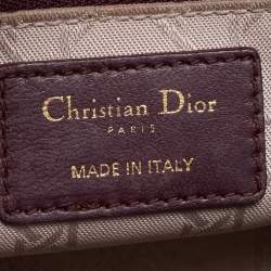 Pre Owned Dior Burgundy Leather Small Lady Dior Tote