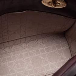 Pre Owned Dior Burgundy Leather Small Lady Dior Tote