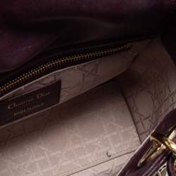 Pre Owned Dior Burgundy Leather Small Lady Dior Tote