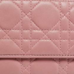 Pre Owned Dior Pink Cannage Quilted Leather Lady Dior Long Wallet