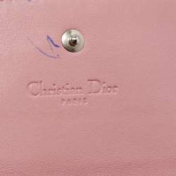 Pre Owned Dior Pink Cannage Quilted Leather Lady Dior Long Wallet