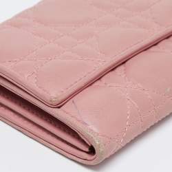 Pre Owned Dior Pink Cannage Quilted Leather Lady Dior Long Wallet