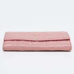 Pre Owned Dior Pink Cannage Quilted Leather Lady Dior Long Wallet