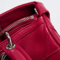 Pre Owned Dior Red Leather Cannage Pattern Granville Polochon Satchel
